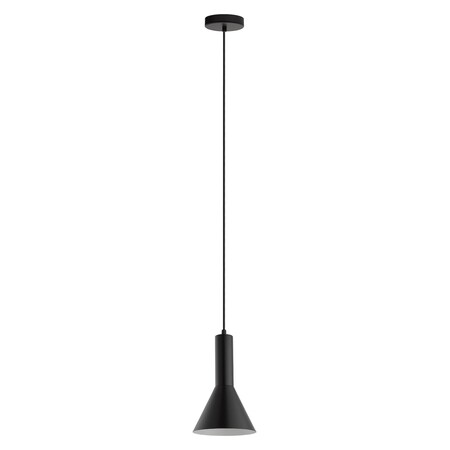 Eglo One Light Mini Pendant W/ Black Exterior And White Interior Finish 62985A